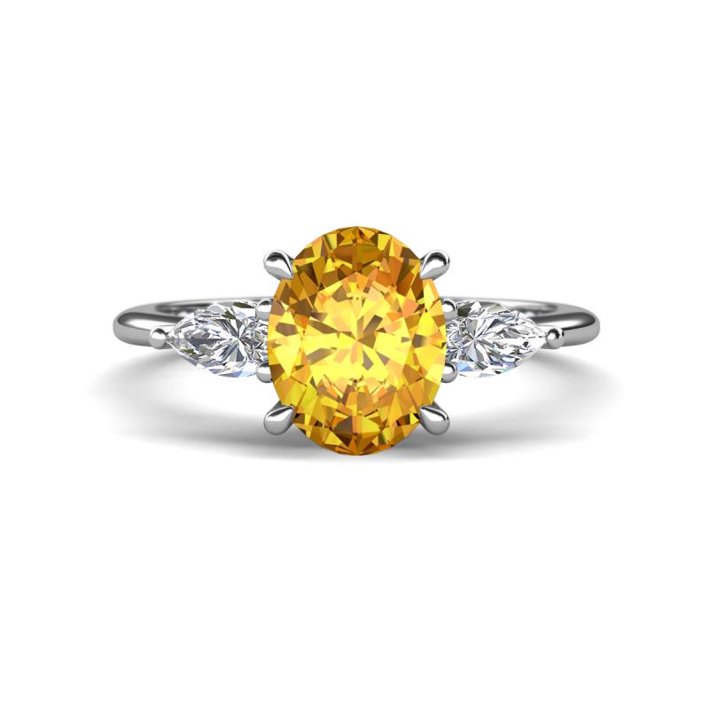 Leah 2.63 ctw Citrine Oval Shape (9x7 mm) Hidden Halo accented Lab Grown Diamond Engagement Ring 