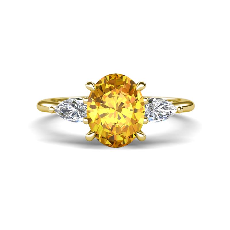 Leah 2.63 ctw Citrine Oval Shape (9x7 mm) Hidden Halo accented Lab Grown Diamond Engagement Ring 