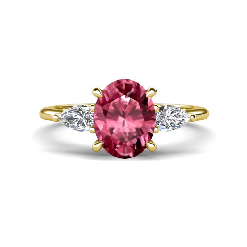 Leah 2.58 ctw Pink Tourmaline Oval Shape (9x7 mm) Hidden Halo accented Lab Grown Diamond Engagement Ring 