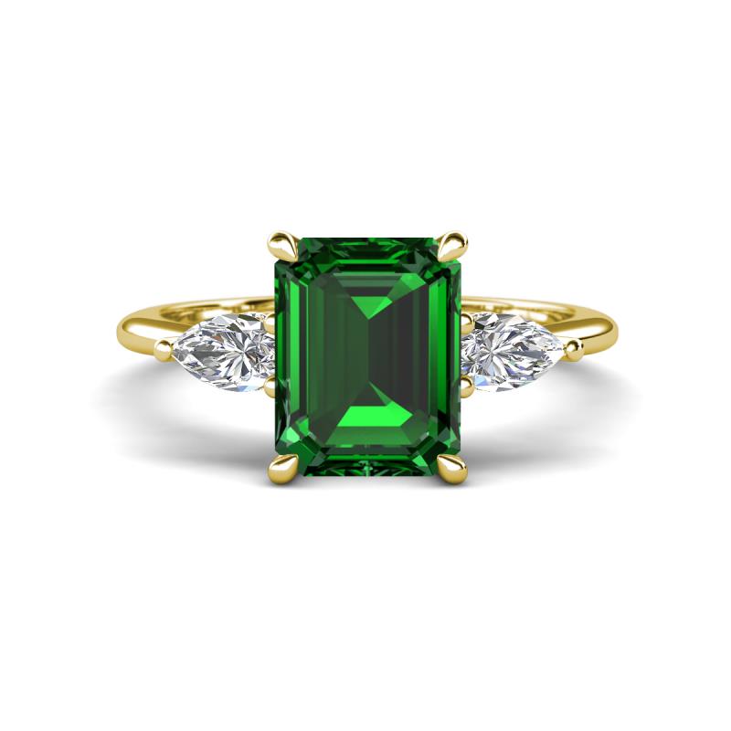 Leah 2.83 ctw Created Emerald Emerald Shape (9x7 mm) Hidden Halo accented Lab Grown Diamond Engagement Ring 
