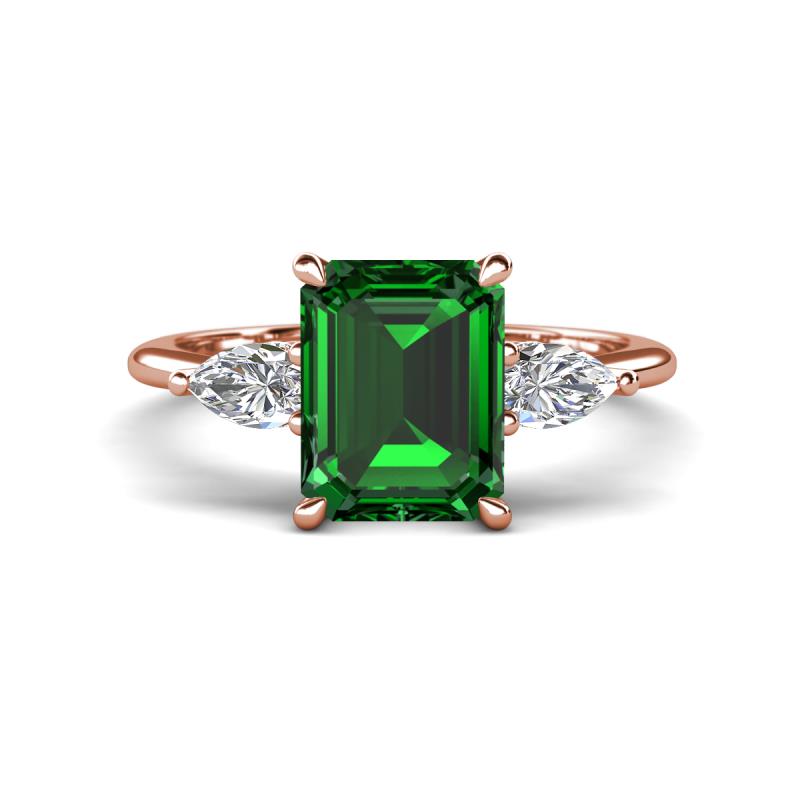 Leah 2.83 ctw Created Emerald Emerald Shape (9x7 mm) Hidden Halo accented Lab Grown Diamond Engagement Ring 