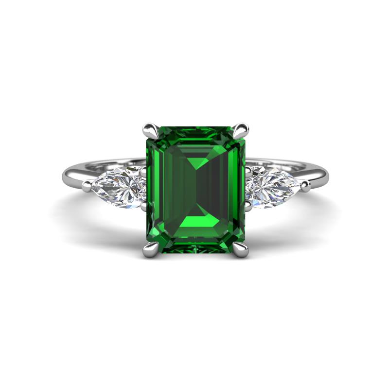 Leah 2.83 ctw Created Emerald Emerald Shape (9x7 mm) Hidden Halo accented Lab Grown Diamond Engagement Ring 