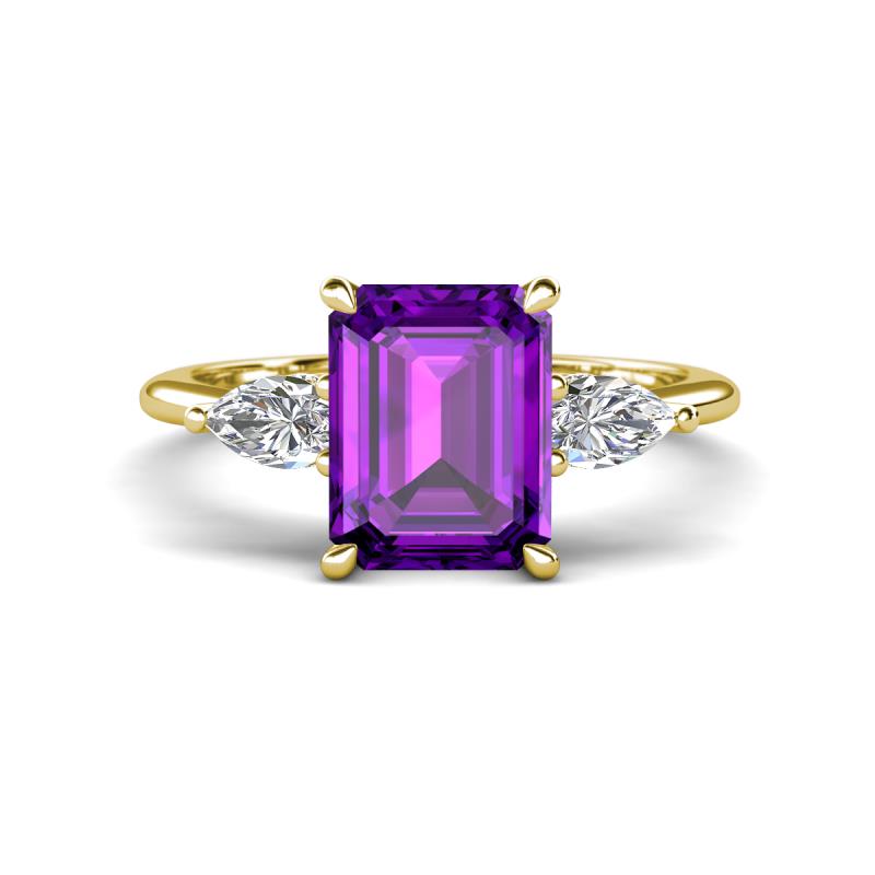 Leah 2.93 ctw Amethyst Emerald Shape (9x7 mm) Hidden Halo accented Lab Grown Diamond Engagement Ring 