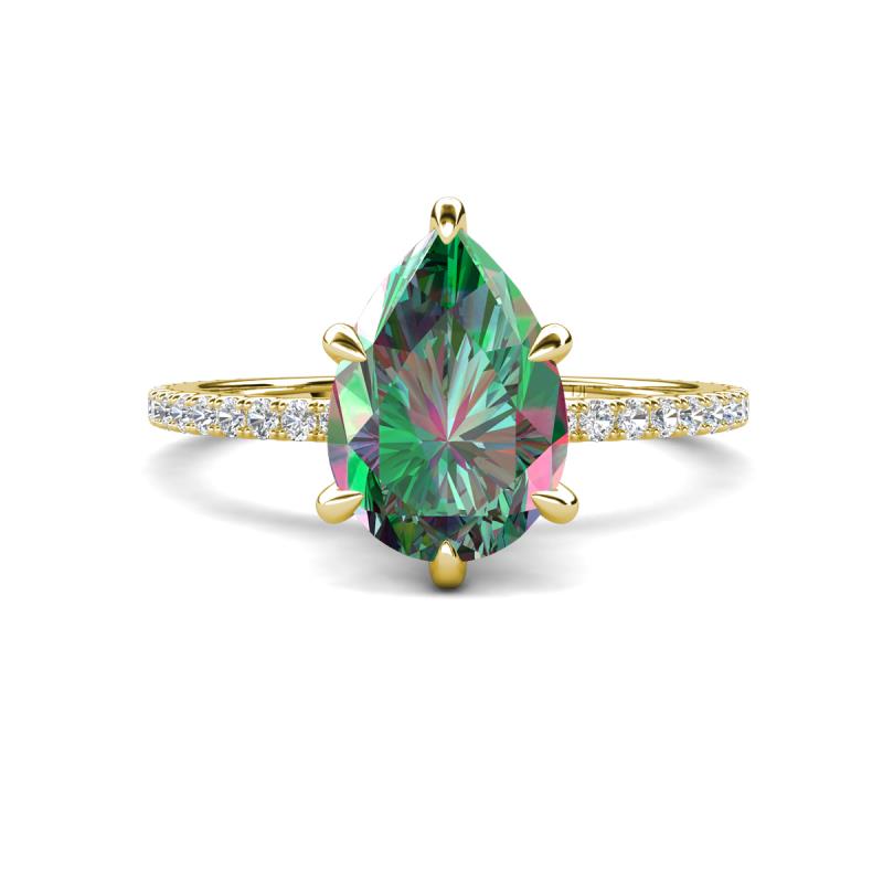 Aisha 1.99 ctw Created Alexandrite (9x6 mm) Pear Shape Hidden Halo accented Lab Grown Diamond Women Engagement ring