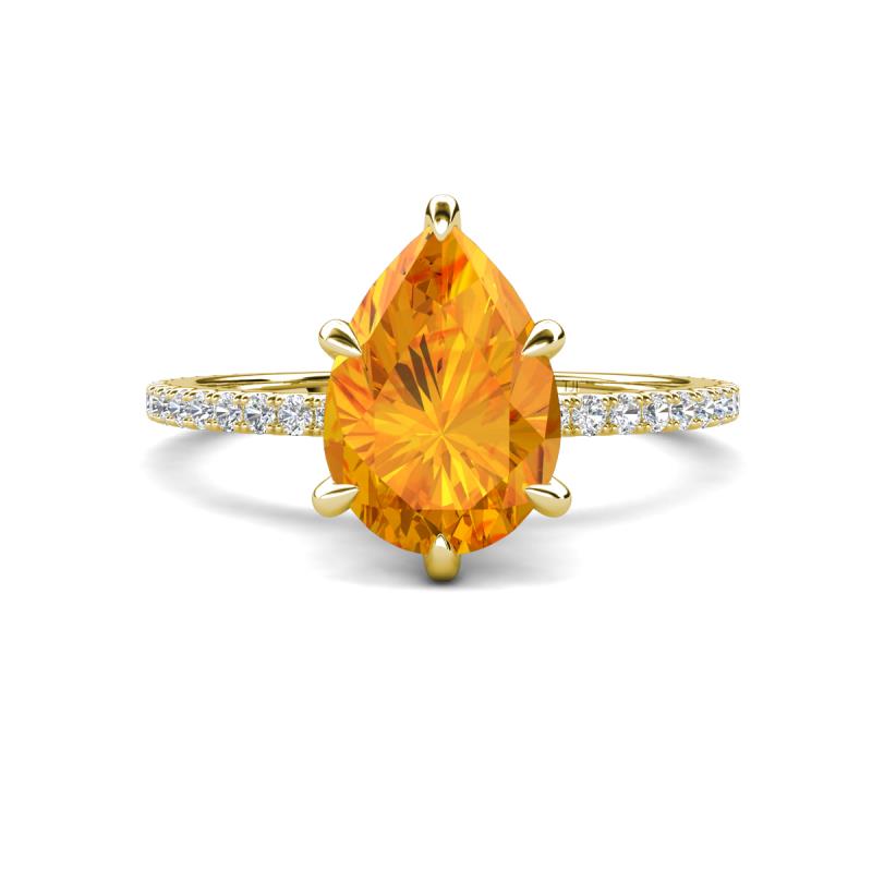 Aisha 1.56 ctw Citrine (9x6 mm) Pear Shape Hidden Halo accented Lab Grown Diamond Women Engagement ring