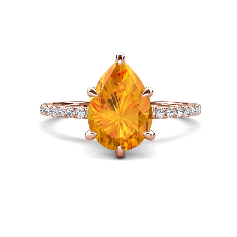 Aisha 1.56 ctw Citrine (9x6 mm) Pear Shape Hidden Halo accented Lab Grown Diamond Women Engagement ring