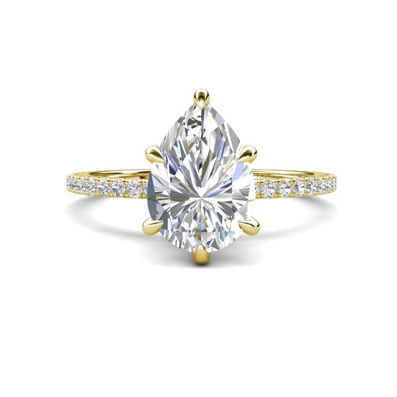 Aisha 1.66 ctw Moissanite (9x6 mm) Pear Shape Hidden Halo accented Lab Grown Diamond Women Engagement ring