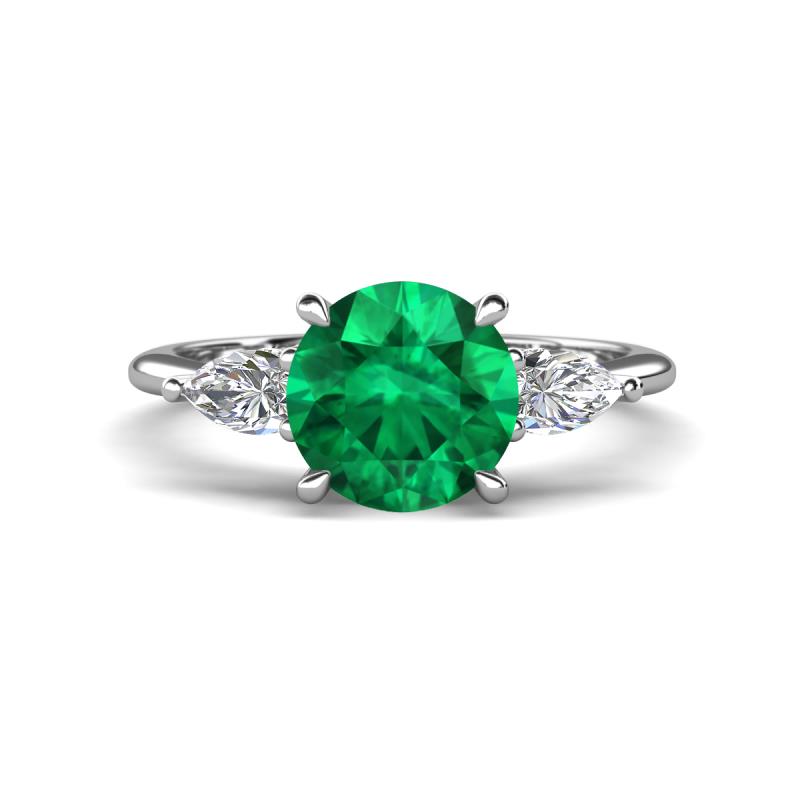 Leah 2.22 ctw Created Emerald (8 mm) Hidden Halo accented Lab Grown Diamond Engagement Ring 