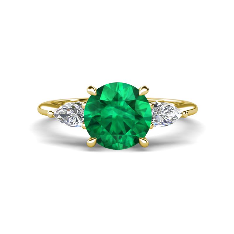Leah 2.22 ctw Created Emerald (8 mm) Hidden Halo accented Lab Grown Diamond Engagement Ring 