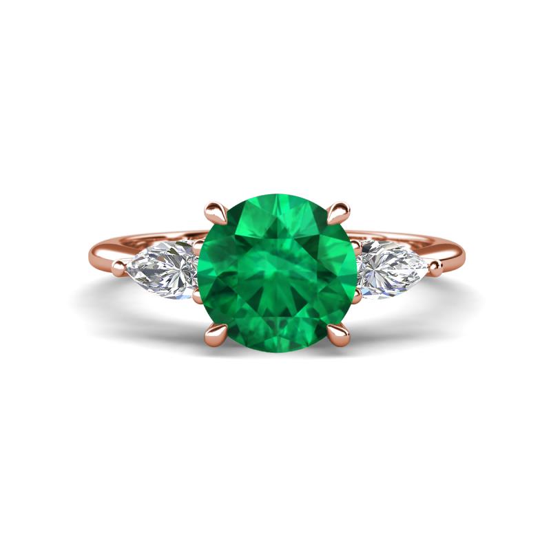 Leah 2.22 ctw Created Emerald (8 mm) Hidden Halo accented Lab Grown Diamond Engagement Ring 
