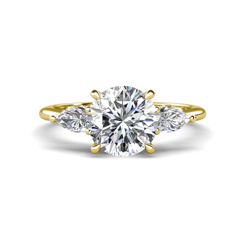 Leah 2.07 ctw Moissanite (8 mm) Hidden Halo accented Lab Grown Diamond Engagement Ring 
