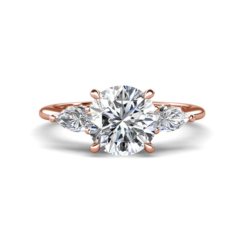 Leah 2.07 ctw Moissanite (8 mm) Hidden Halo accented Lab Grown Diamond Engagement Ring 