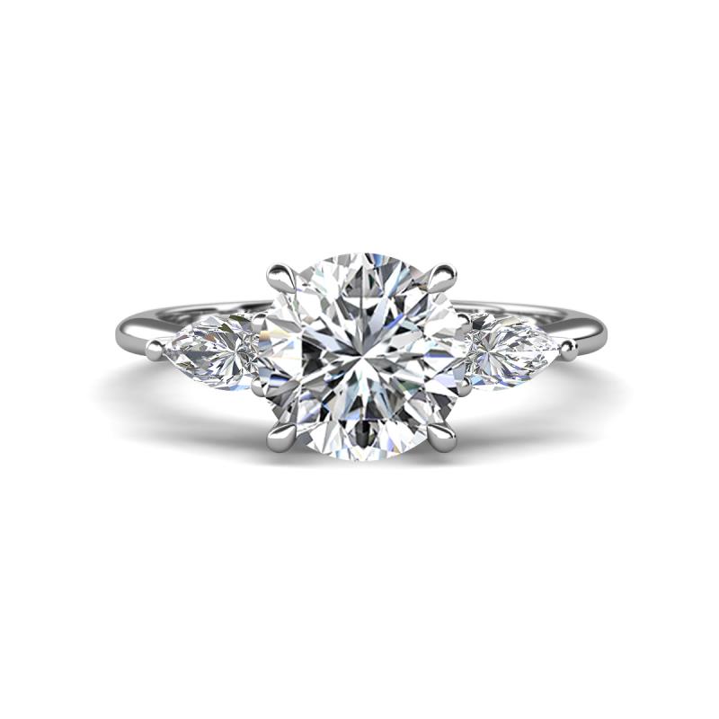 Leah 2.07 ctw Moissanite (8 mm) Hidden Halo accented Lab Grown Diamond Engagement Ring 