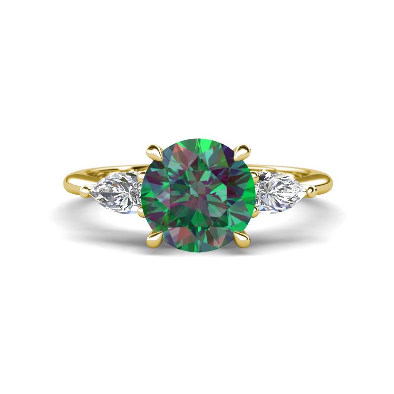 Leah 2.72 ctw Created Alexandrite (8 mm) Hidden Halo accented Lab Grown Diamond Engagement Ring 