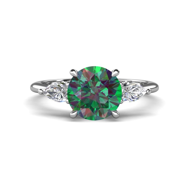 Leah 2.72 ctw Created Alexandrite (8 mm) Hidden Halo accented Lab Grown Diamond Engagement Ring 