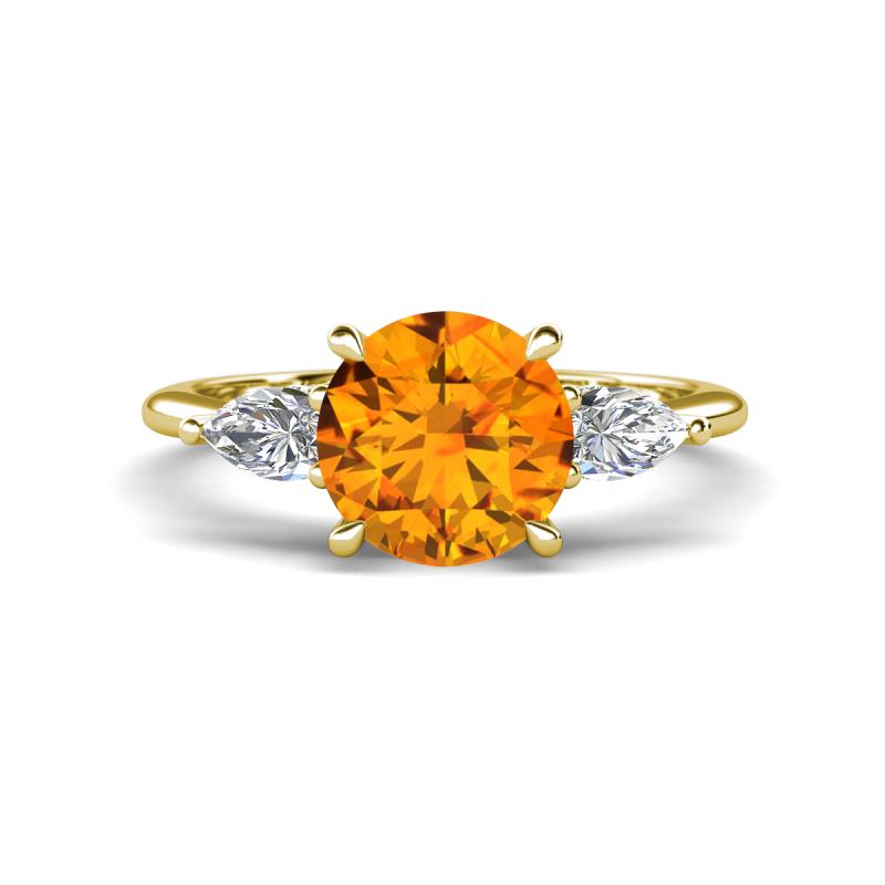 Leah 2.37 ctw Citrine (8 mm) Hidden Halo accented Lab Grown Diamond Engagement Ring 