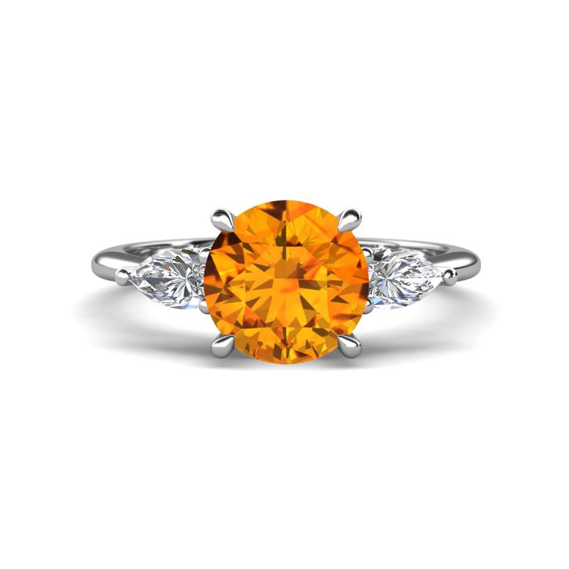 Leah 2.37 ctw Citrine (8 mm) Hidden Halo accented Lab Grown Diamond Engagement Ring 