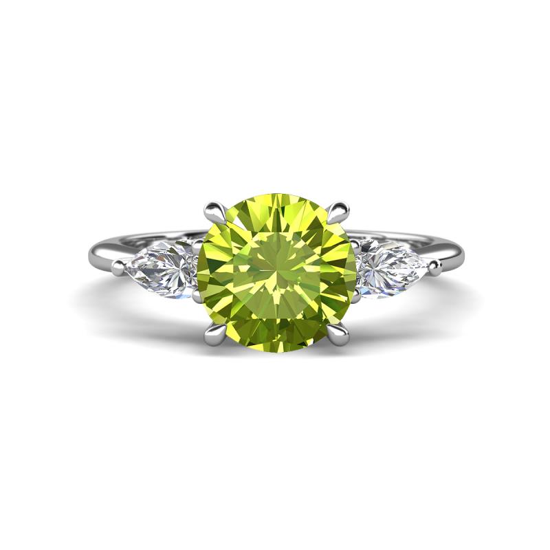 Leah 2.27 ctw Peridot (8 mm) Hidden Halo accented Lab Grown Diamond Engagement Ring 