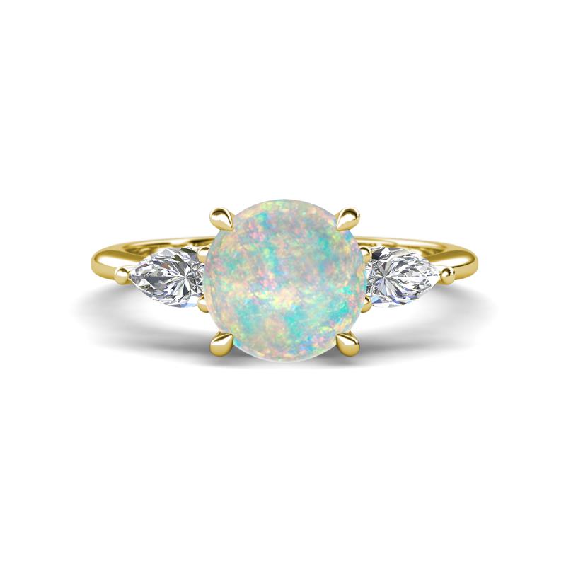 Leah 1.87 ctw Opal (8 mm) Hidden Halo accented Lab Grown Diamond Engagement Ring 