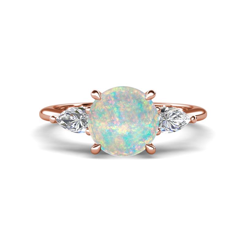 Leah 1.87 ctw Opal (8 mm) Hidden Halo accented Lab Grown Diamond Engagement Ring 