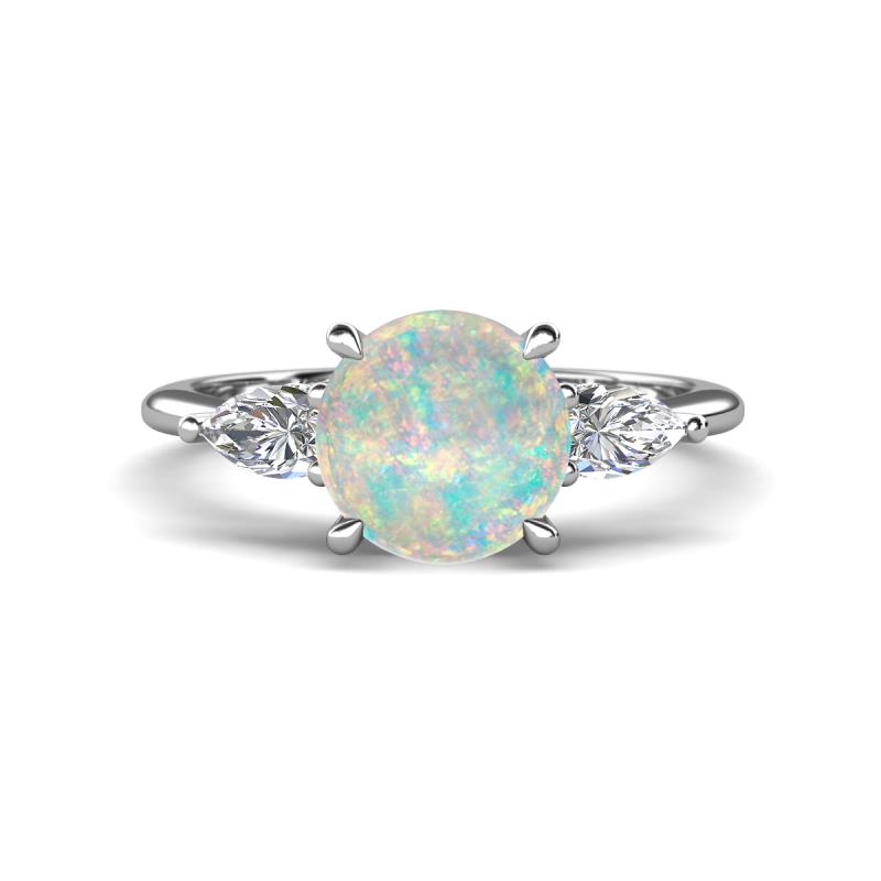 Leah 1.87 ctw Opal (8 mm) Hidden Halo accented Lab Grown Diamond Engagement Ring 