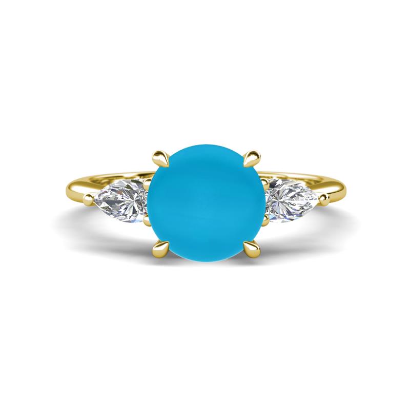 Leah 1.87 ctw Turquoise (8 mm) Hidden Halo accented Lab Grown Diamond Engagement Ring 