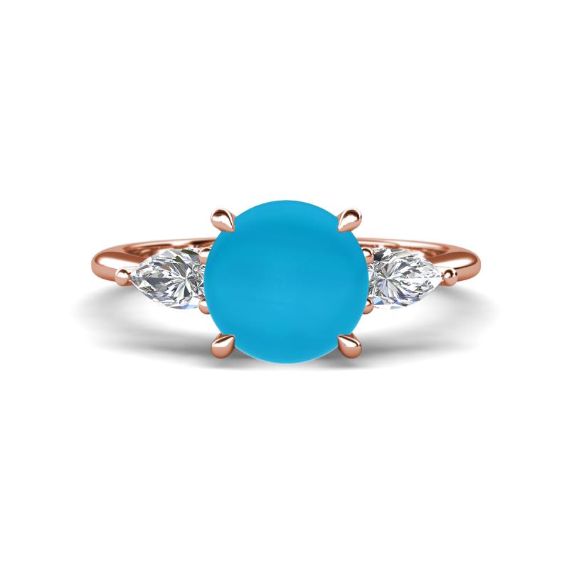 Leah 1.87 ctw Turquoise (8 mm) Hidden Halo accented Lab Grown Diamond Engagement Ring 