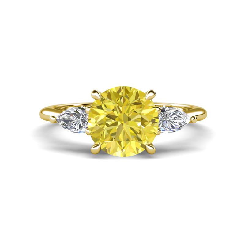 Leah 2.47 ctw Yellow Diamond (8 mm) Hidden Halo accented Lab Grown Diamond Engagement Ring 