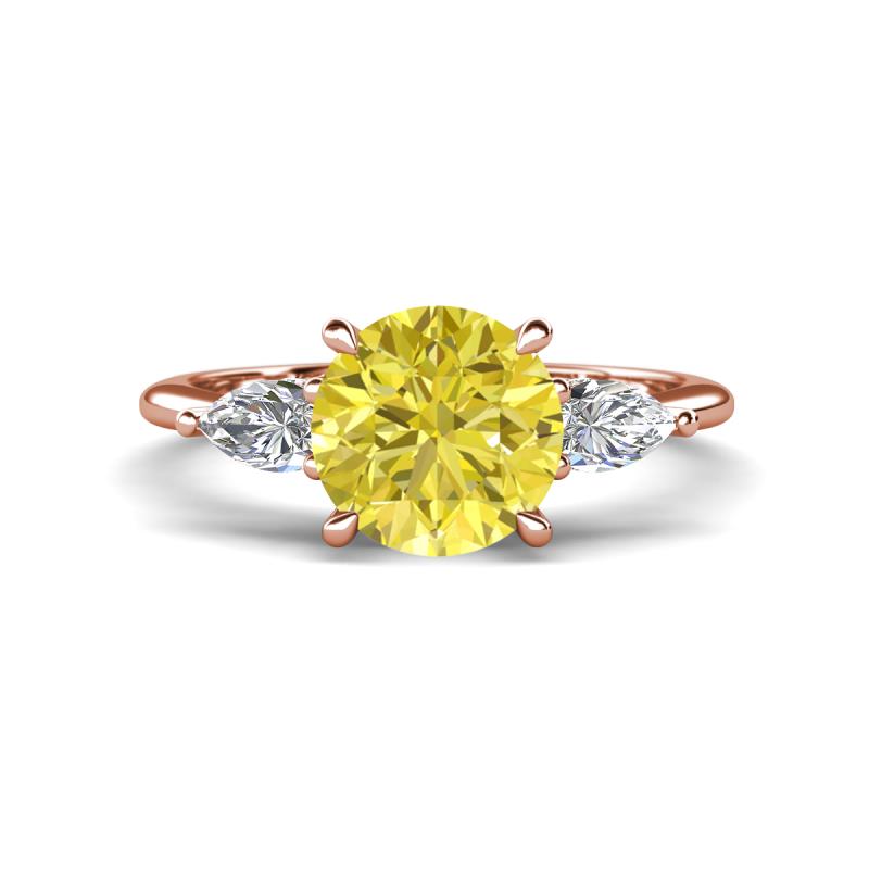 Leah 2.47 ctw Yellow Diamond (8 mm) Hidden Halo accented Lab Grown Diamond Engagement Ring 