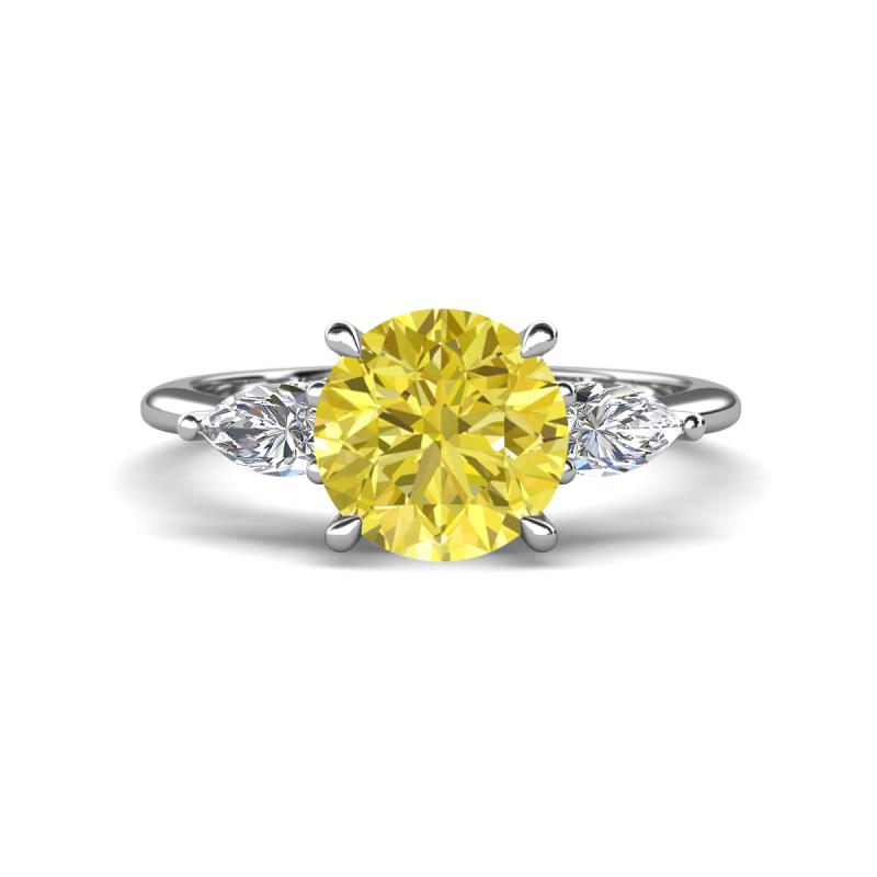 Leah 2.47 ctw Yellow Diamond (8 mm) Hidden Halo accented Lab Grown Diamond Engagement Ring 