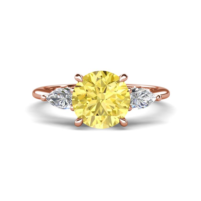 Leah 2.97 ctw Created Yellow Sapphire (8 mm) Hidden Halo accented Lab Grown Diamond Engagement Ring 