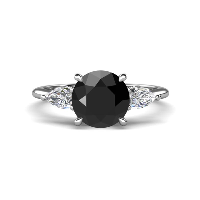 Leah 3.47 ctw Black Diamond (8 mm) Hidden Halo accented Lab Grown Diamond Engagement Ring 