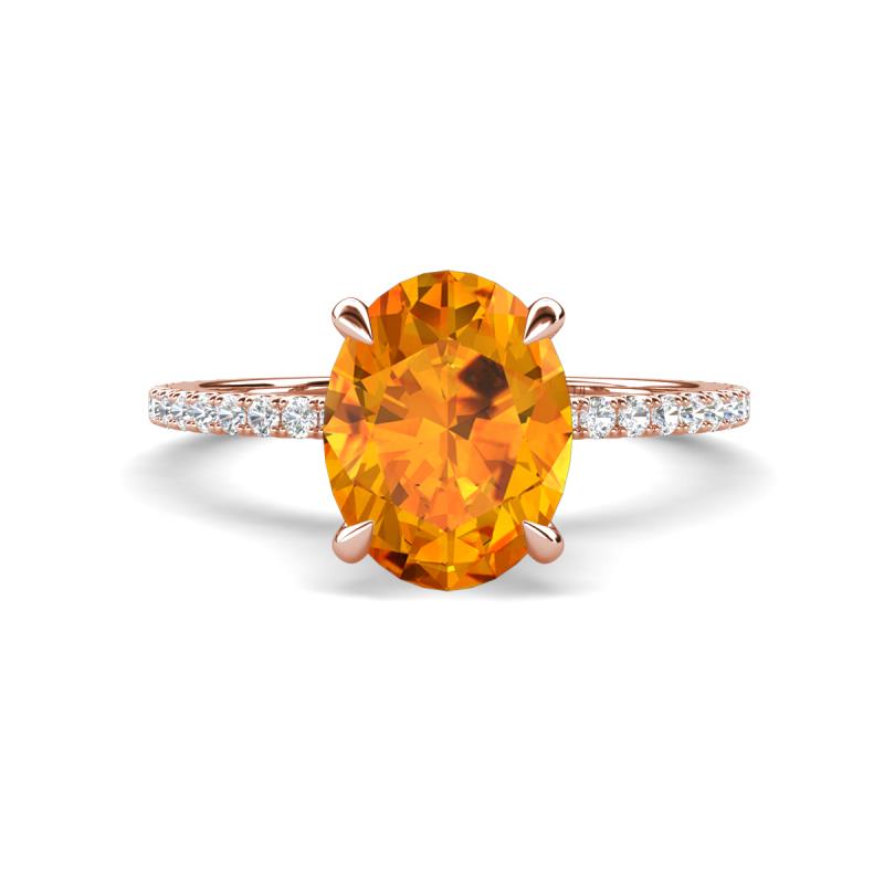 Aisha 2.07 ctw Citrine Oval Shape (9x7 mm) Hidden Halo accented Side Lab Grown Diamond Engagement Ring 