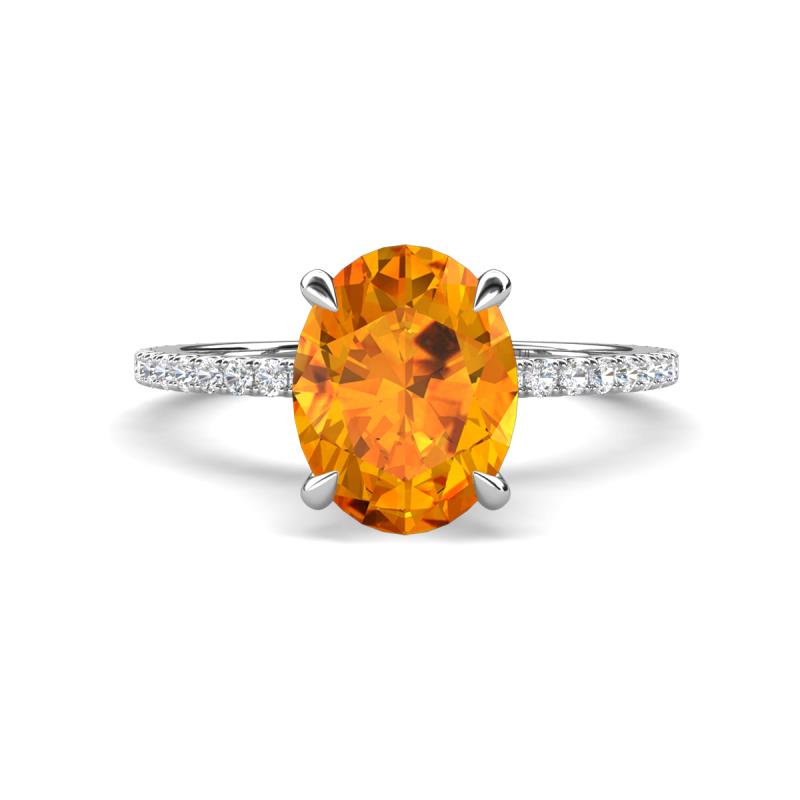 Aisha 2.07 ctw Citrine Oval Shape (9x7 mm) Hidden Halo accented Side Lab Grown Diamond Engagement Ring 