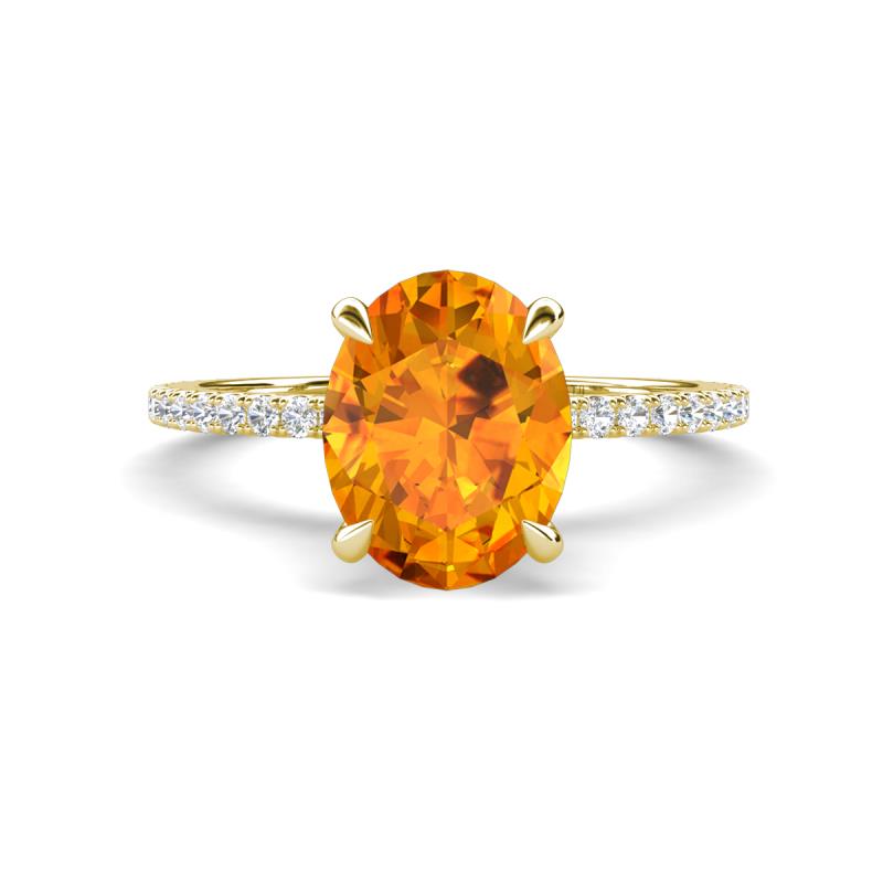 Aisha 2.07 ctw Citrine Oval Shape (9x7 mm) Hidden Halo accented Side Lab Grown Diamond Engagement Ring 