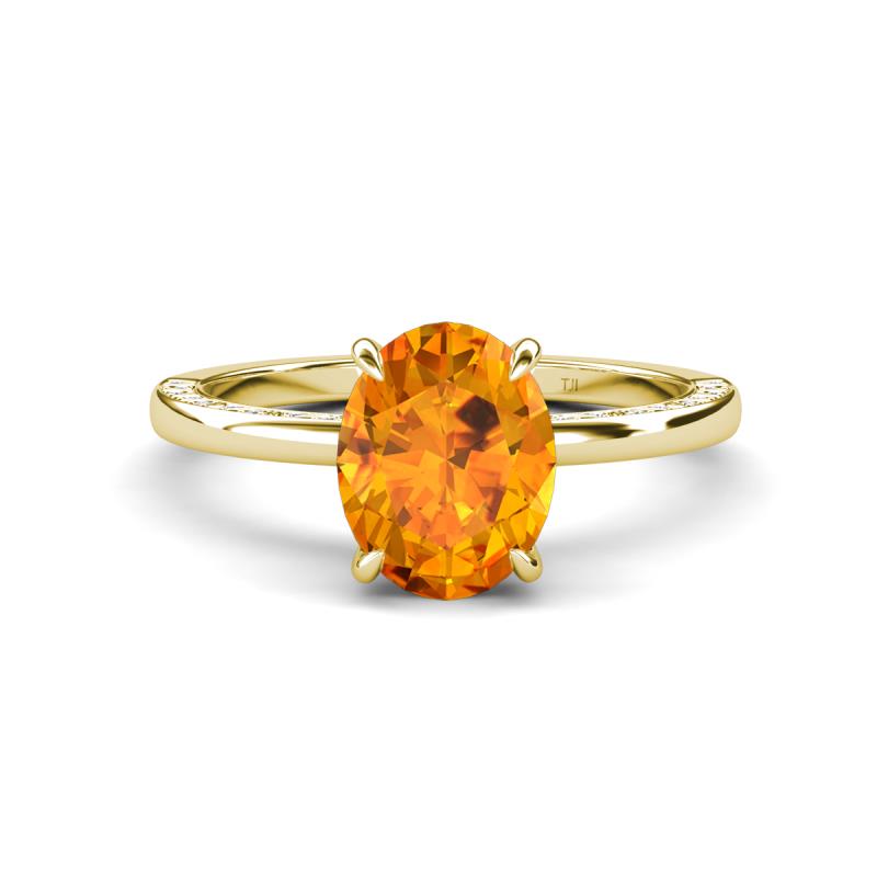 Lucia 1.84 ctw Citrine Oval Shape (9x7 mm) Hidden Halo accented Natural Diamond Engagement Ring 