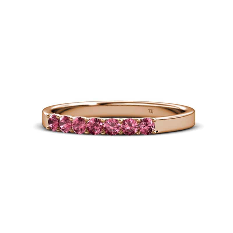 Fiala 2.40 mm Pink Tourmaline 7 Stone Wedding Band 