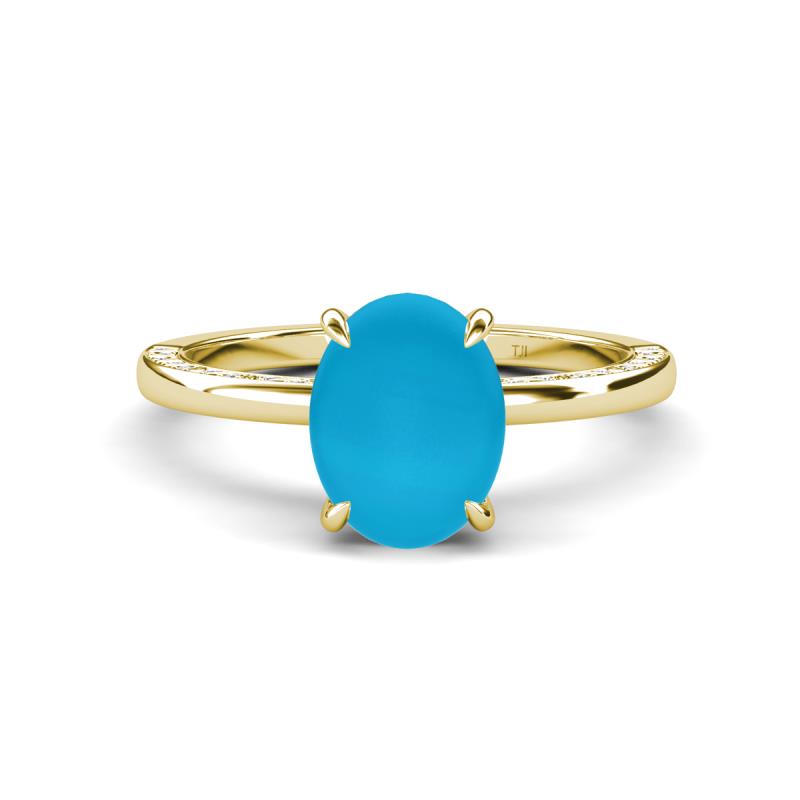 Lucia 1.64 ctw Turquoise Oval Shape (9x7 mm) Hidden Halo accented Natural Diamond Engagement Ring 