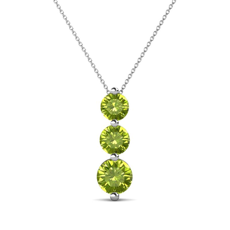Kesha (4.2mm) Round Peridot Graduated Three Stone Drop Pendant 