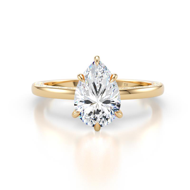 Lucia 1.83 ctw IGI Certified Lab Grown Diamond Pear Shape (9x6 mm) Hidden Halo accented Natural Diamond Engagement Ring  