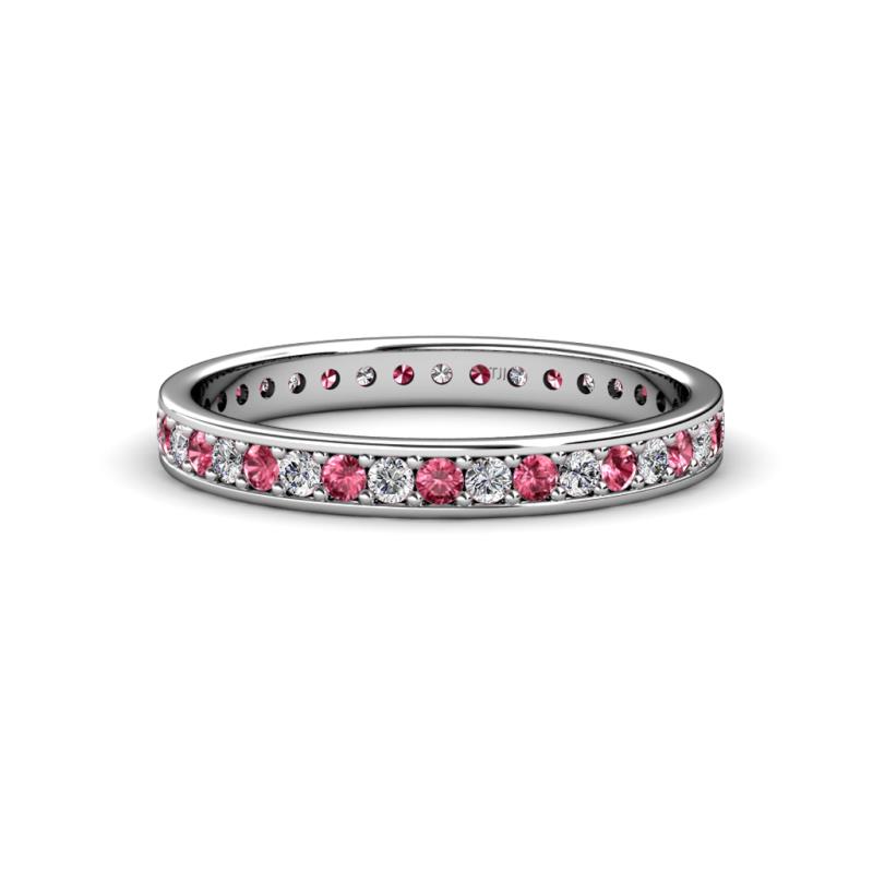 Livia 1.70 mm Pink Tourmaline and Lab Grown Diamond Eternity Band 