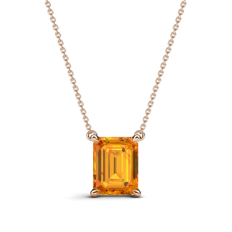 Athena 1.50 ct Citrine Emerald Shape (8x6 mm) Solitaire Pendant Necklace 