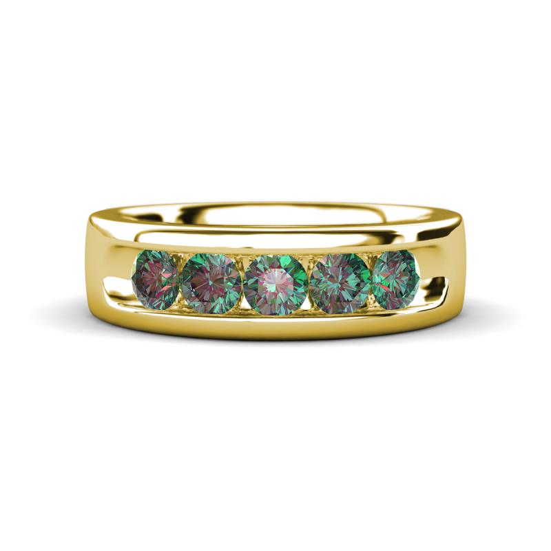 Irvin 1.10 ctw Created Alexandrite 5 stone Comfort Fit Men Wedding Band (6 mm) 