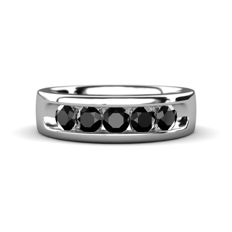 Irvin 0.85 ctw Black Diamond 5 stone Comfort Fit Men Wedding Band (6 mm) 