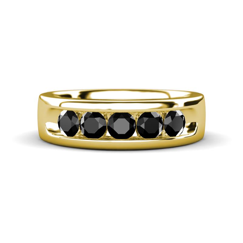 Irvin 0.85 ctw Black Diamond 5 stone Comfort Fit Men Wedding Band (6 mm) 