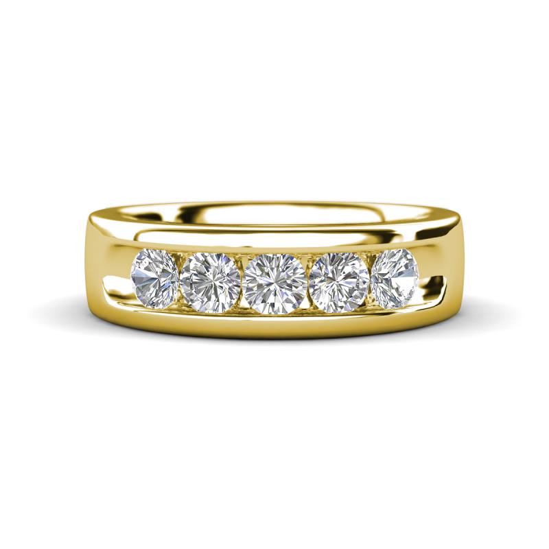 Irvin 0.70 ctw Moissanite 5 stone Comfort Fit Men Wedding Band (6 mm) 