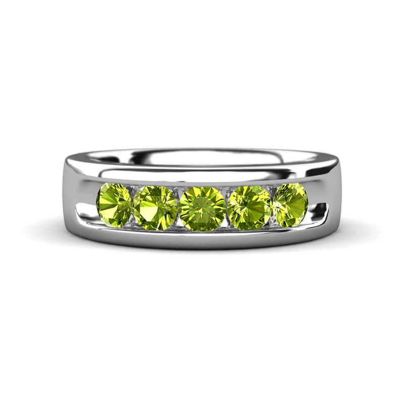 Irvin 0.89 ctw Peridot 5 stone Comfort Fit Men Wedding Band (6 mm) 