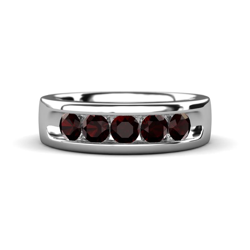Irvin 0.89 ctw Red Garnet 5 stone Comfort Fit Men Wedding Band (6 mm) 