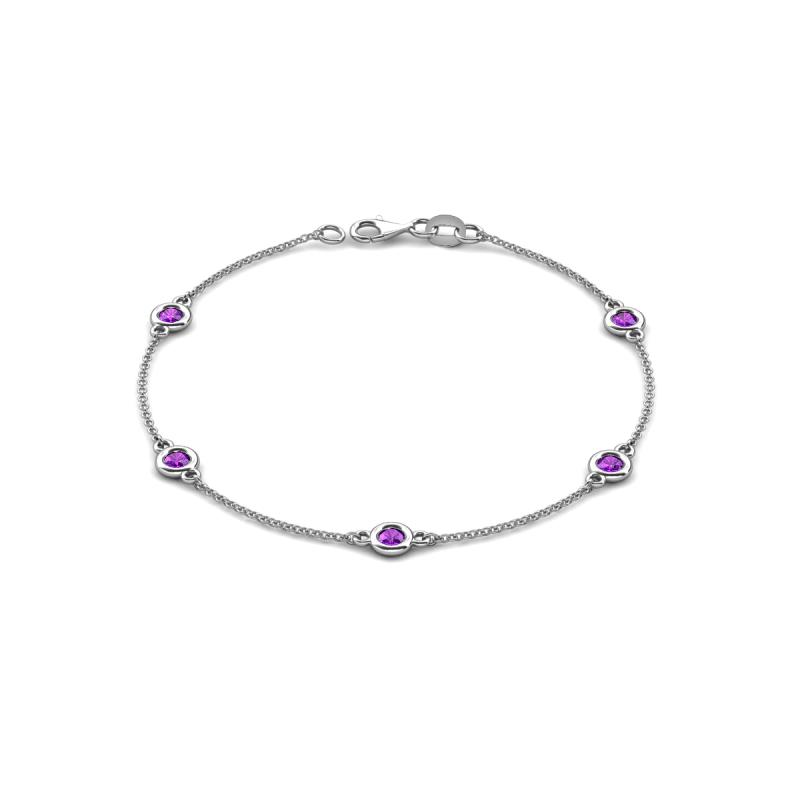 Aizza (5 Stn/4 mm) Amethyst Station Bracelet 