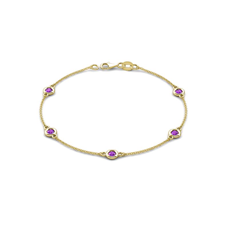 Aizza (5 Stn/4 mm) Amethyst Station Bracelet 